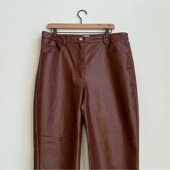 Aritzia Wilfred The Melina Vegan High Waisted Faux Leather Pant 16 Straight Leg - Picture 5 of 13